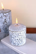 Cavella Carved Leaf Hand-Finished Grey Pillar Candle Centrepiece — view 5, G Decor