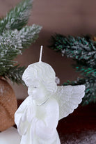White Angel Hand-Finished Wax Candle with Snowflake Dress — view 7, G Decor
