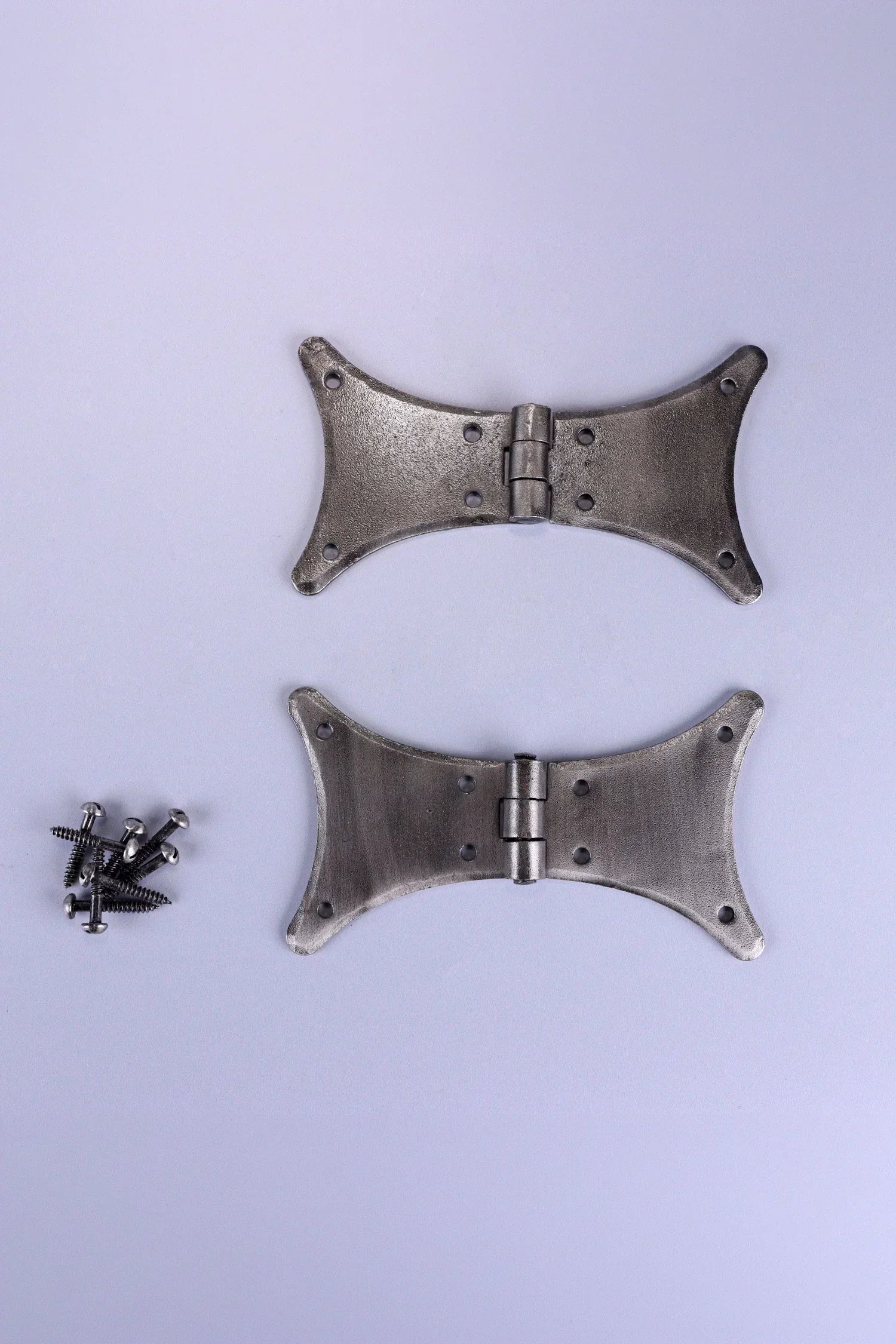 Pair of Hand-Forged Iron Butterfly Hinges, Pewter — alternate view, G Decor