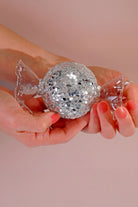 Silver Confetti Hand-Finished Glass Candy Christmas Bauble — alternate view, G Decor