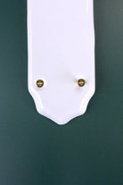 Classic White Ceramic Door Finger Push Plate with Brass Fixings — lifestyle view, G Decor