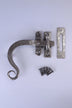 Hand-Forged Monkey Tail Window Fastener, Pewter — close-up view, G Decor