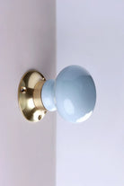 Brassworks Edit Light Grey Ceramic Mortice Door Knobs with Brass Base — alternate view, G Decor