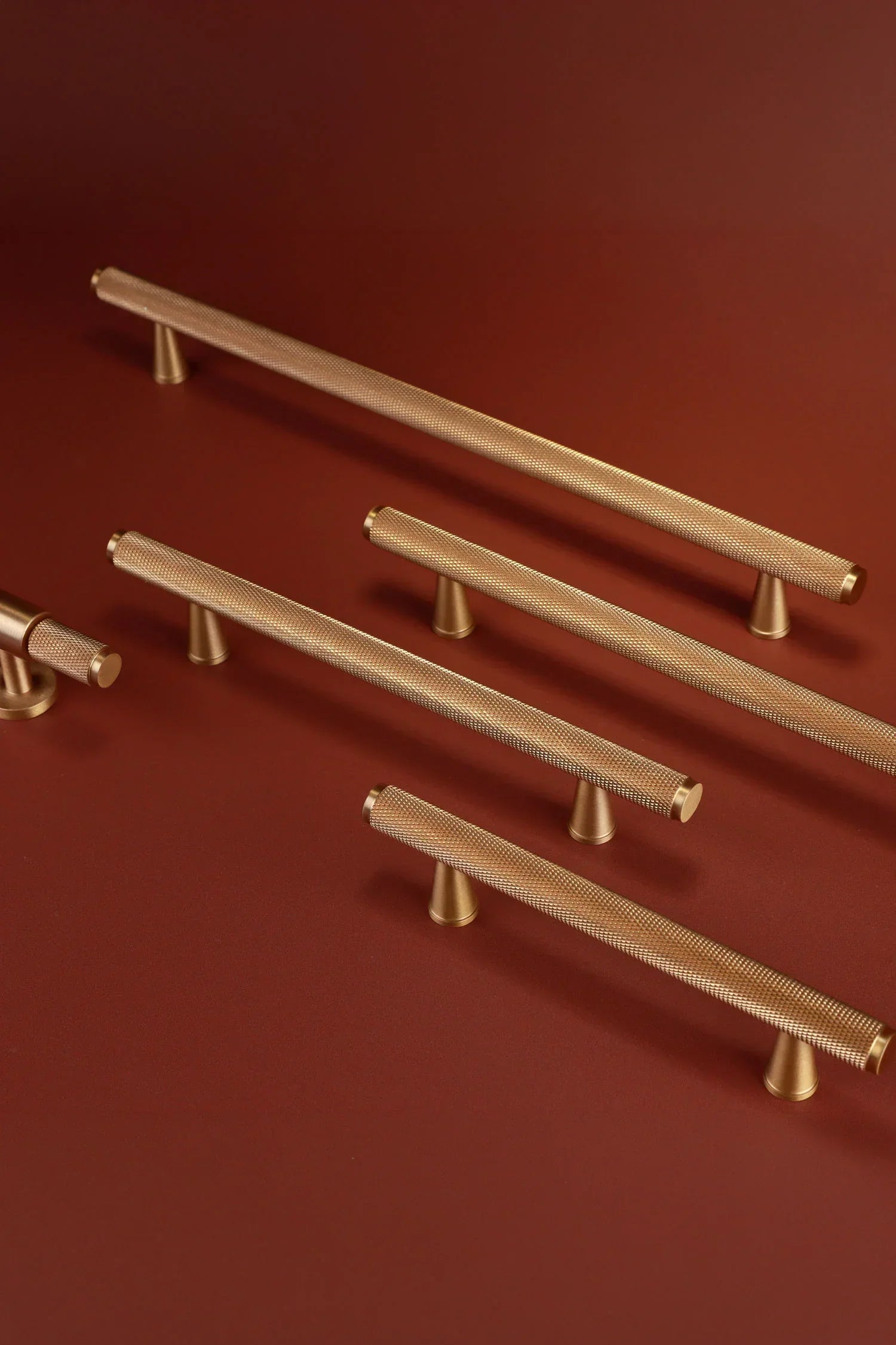 Chelsea Diamond-Knurled Bar Pull, Satin Brass — view 5, G Decor