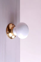 Brassworks Edit Porcelain White Ceramic Mortice Door Knobs with Brass Base — alternate view, G Decor
