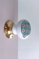 Divine Will Brass Edition Porcelain Mortice Door Knobs with Brass Base — alternate view, G Decor