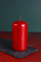 Grace Alouette Scarlet Red Lacquered Pillar and Ball Candles — view 7, G Decor