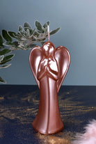 Celestielle Pair of Rose Gold Sculptural Angel Candles — close-up view, G Decor