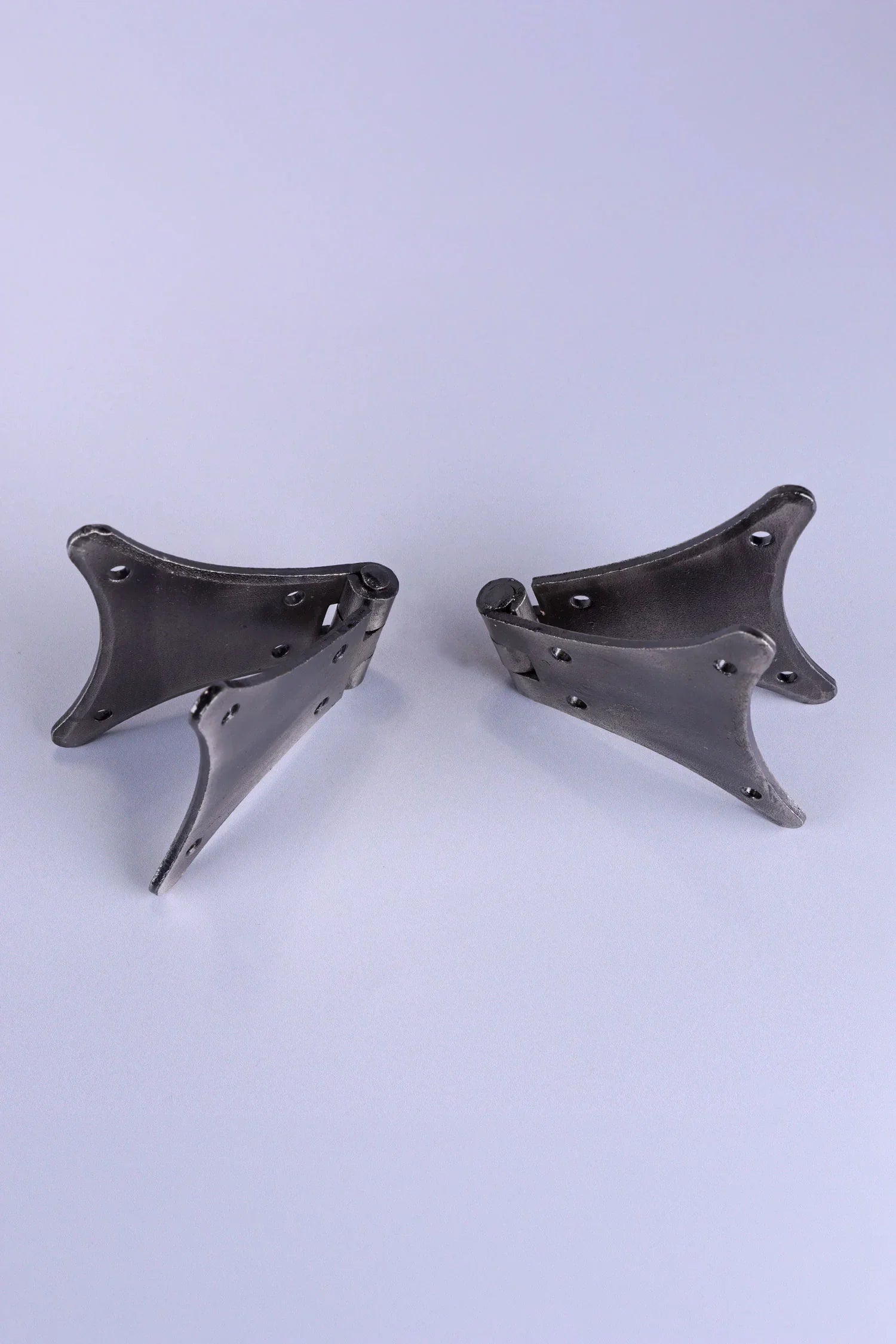 Pair of Hand-Forged Iron Butterfly Hinges, Pewter — lifestyle view, G Decor