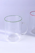 Twist Rim Glassware Tea and Coffee Mugs in Red Blue and Green — view 5, G Decor