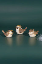 Set of 3 Golden Songbird Handcrafted Christmas Tree Decorations — alternate view, G Decor