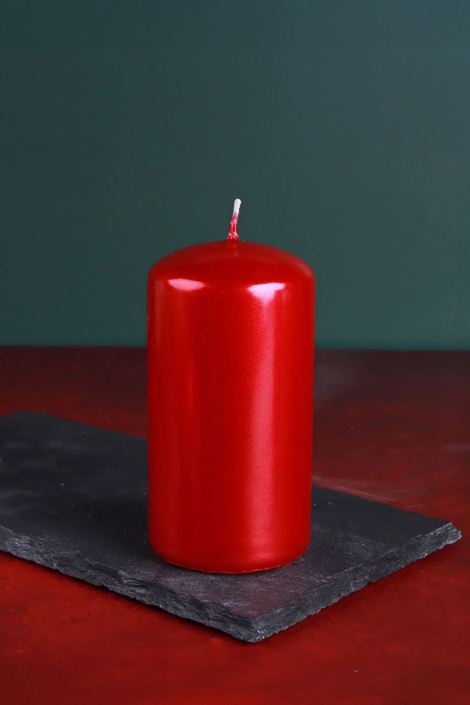 Grace Alouette Scarlet Red Lacquered Pillar and Ball Candles — view 6, G Decor
