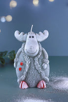 Frosted Reindeer Hand-Finished Wax Candle Figures in White or Grey — view 5, G Decor