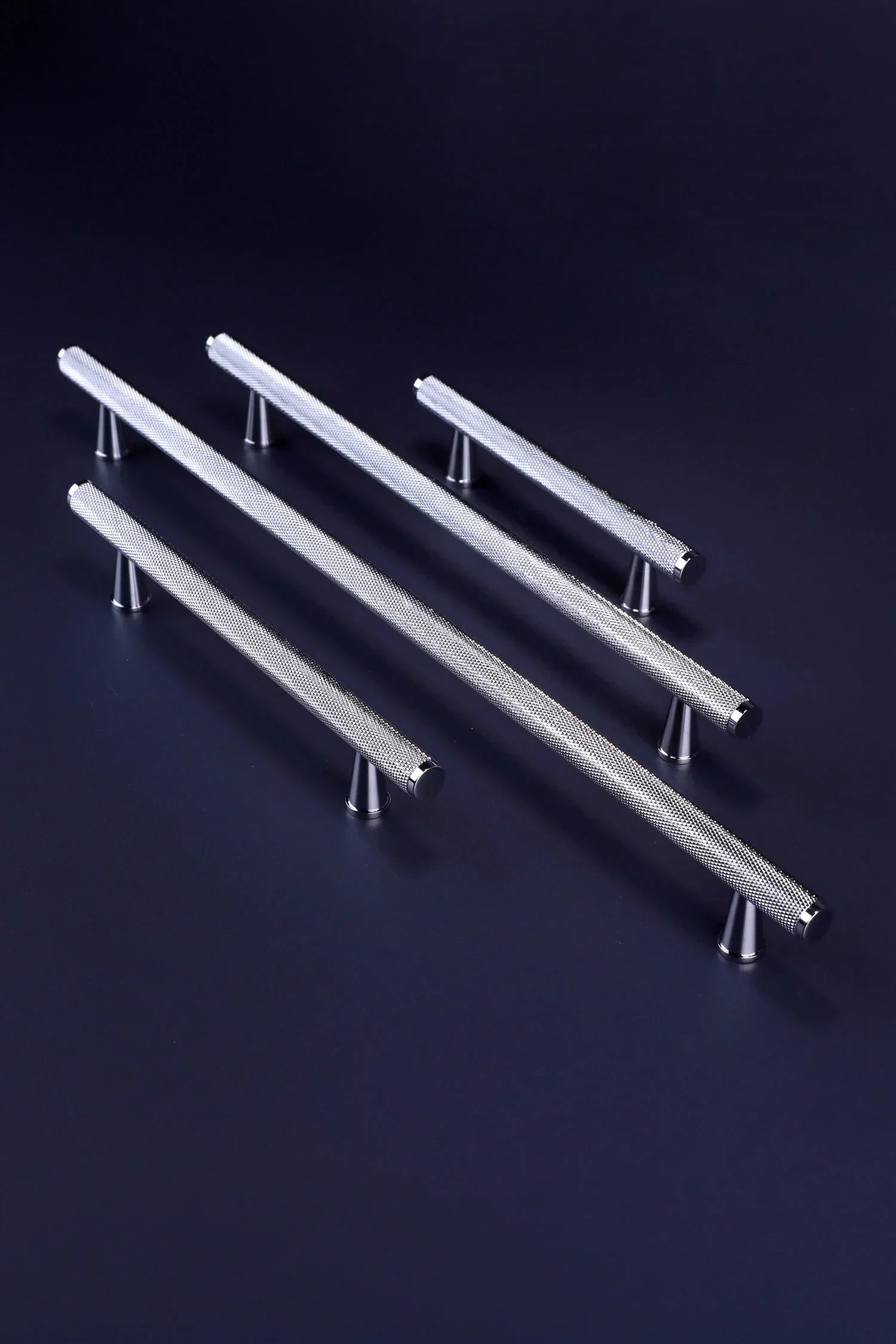 Chelsea Diamond-Knurled Brass Bar Pull Handle in Polished Chrome — alternate view, G Decor