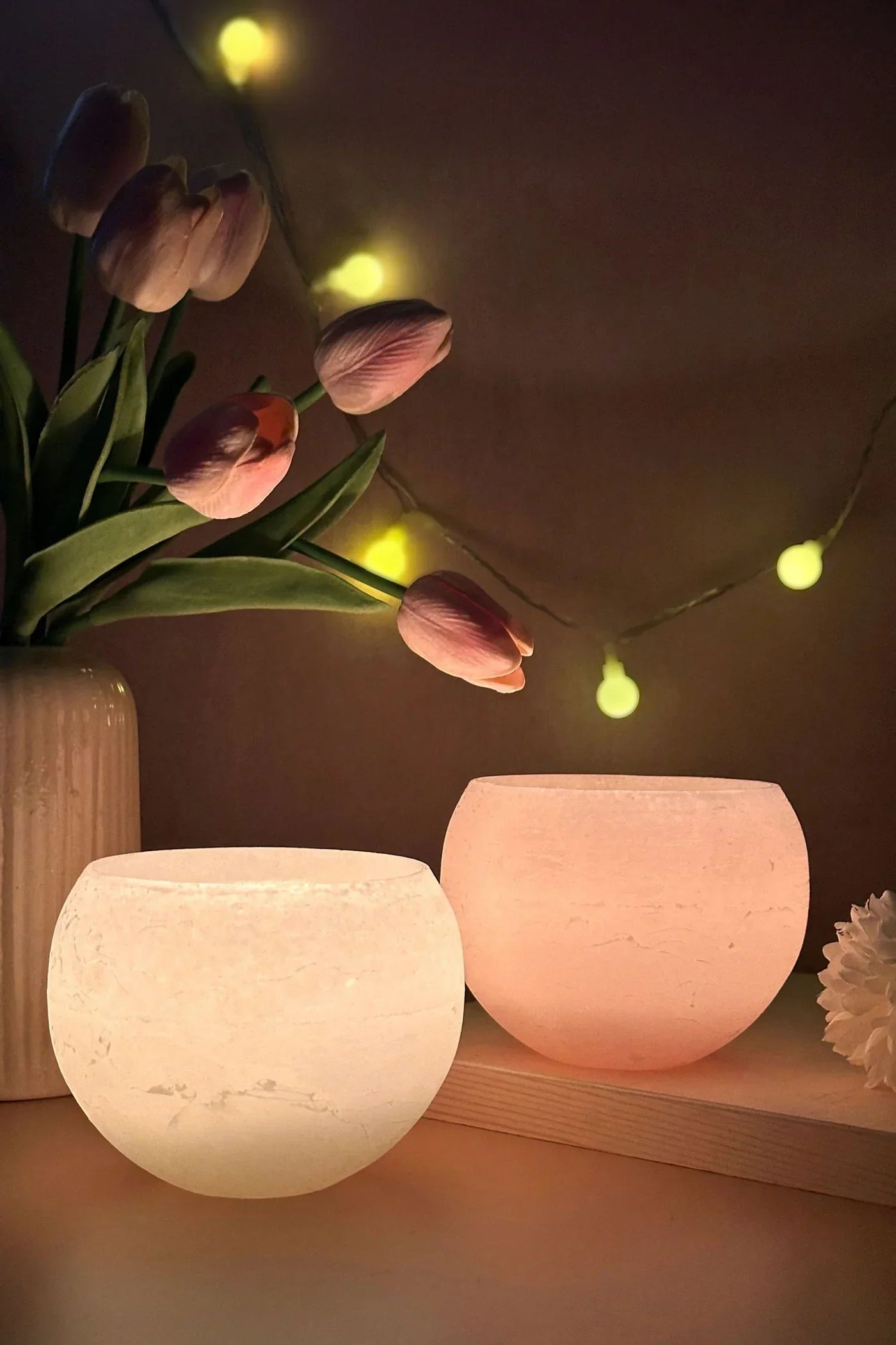 Pastelle Wax Tealight Lantern Holder in Soft Blush