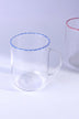 Twist Rim Glassware Tea and Coffee Mugs in Red Blue and Green — lifestyle view, G Decor