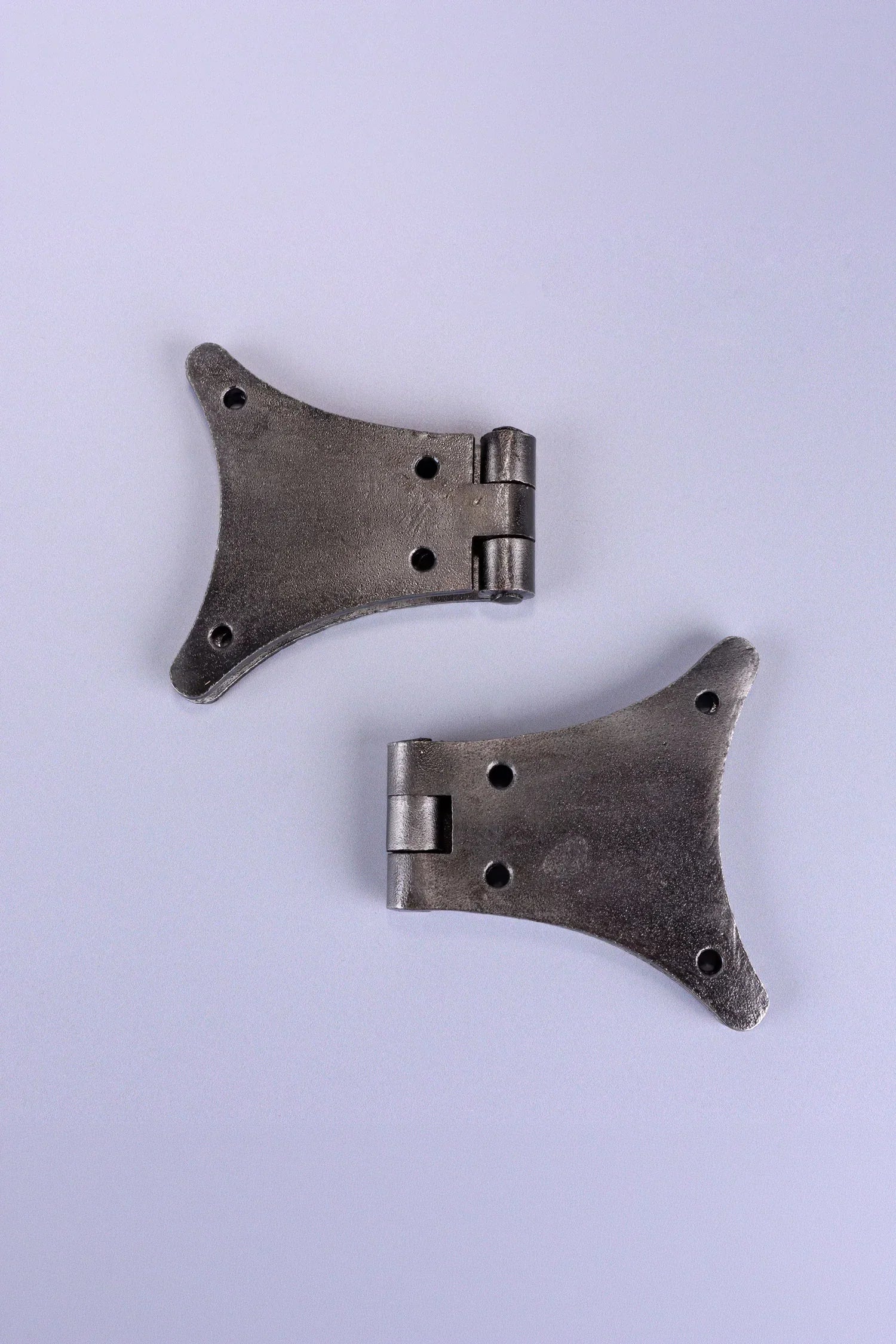Pair of Hand-Forged Iron Butterfly Hinges, Pewter — view 5, G Decor