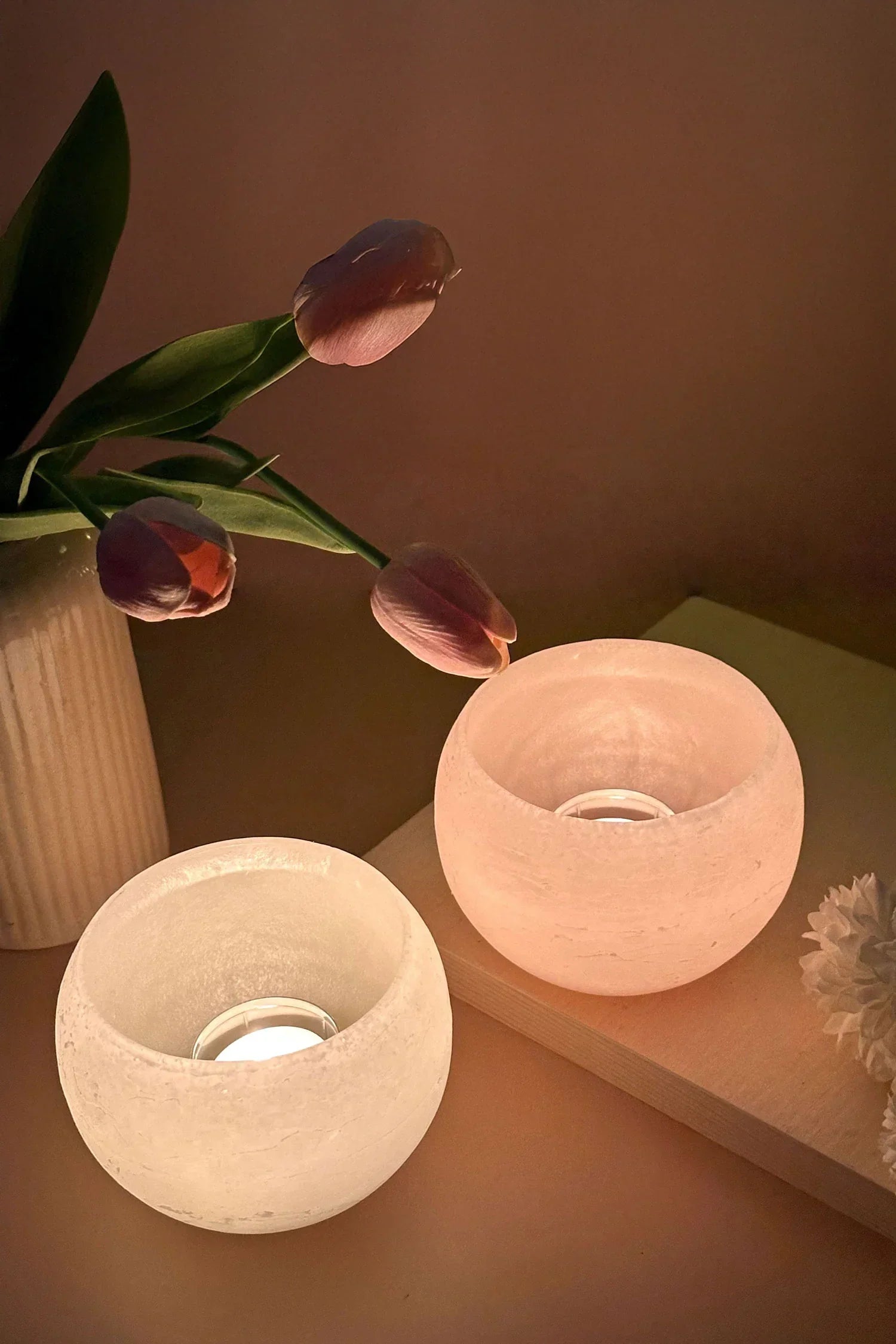 Pastelle Wax Tealight Lantern Holder in Soft Blush — close-up view, G Decor