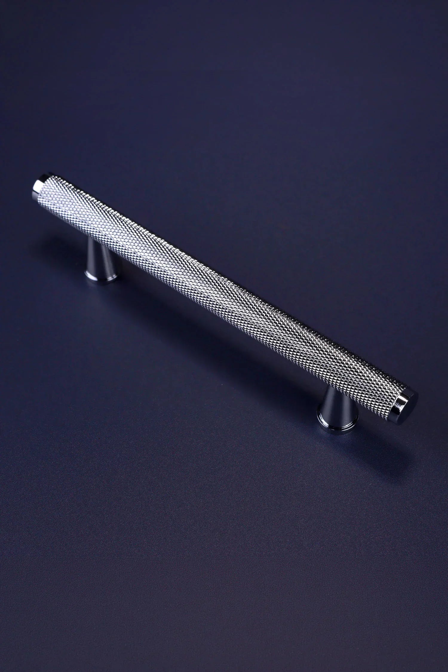 Chelsea Diamond-Knurled Brass Bar Pull Handle in Polished Chrome — view 7, G Decor