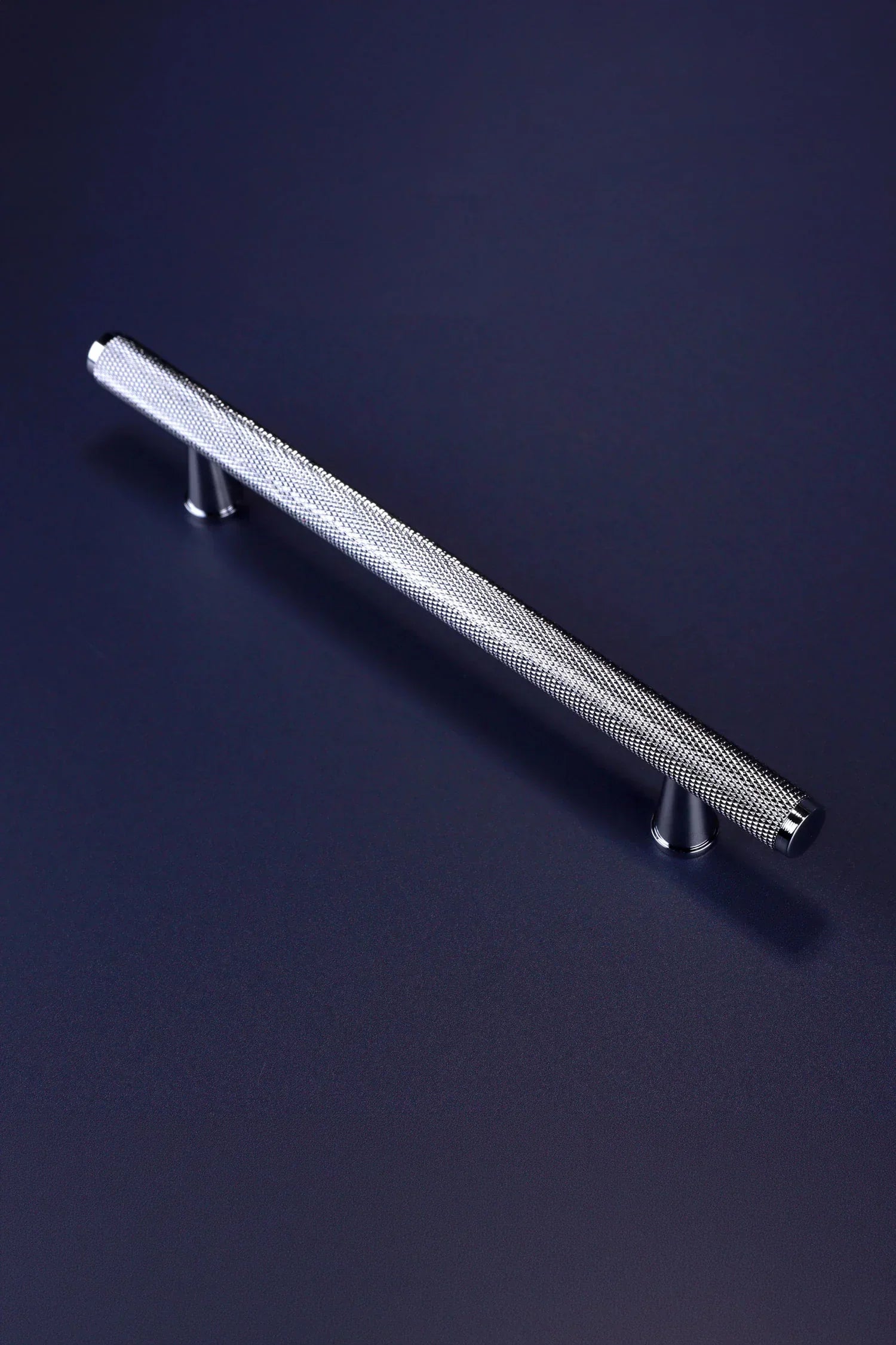 Chelsea Diamond-Knurled Brass Bar Pull Handle in Polished Chrome — view 8, G Decor