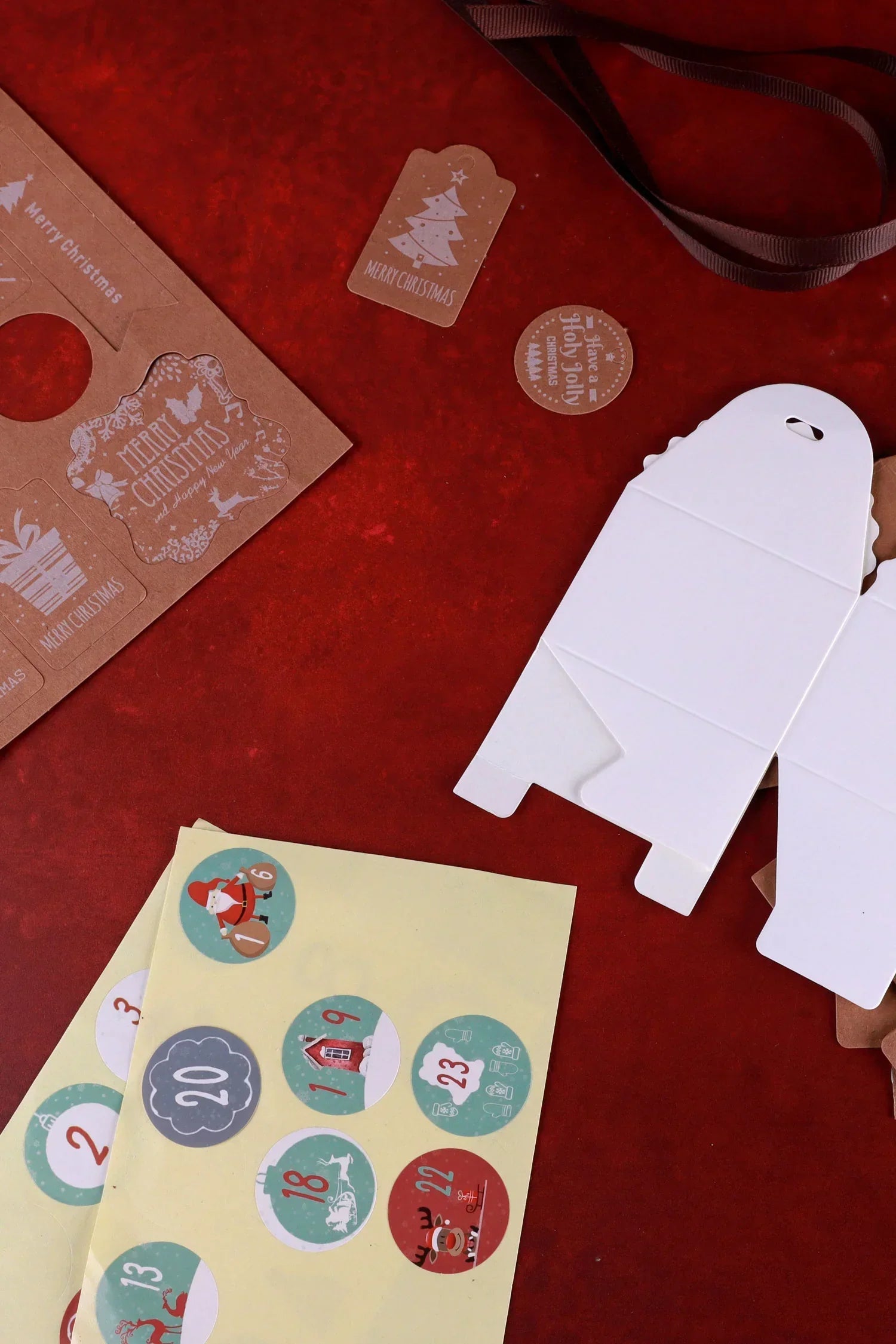 Eco-Friendly 24 Holiday Ribbon Gift Boxes DIY Advent Calendar Set — view 9, G Decor