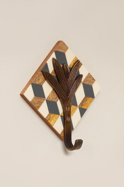 G Decor Brown Abstract Cube Pattern Plant Shaped Hook