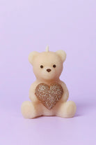 Sweetheart Teddy Bear Soy Wax Treasure Candle With Sparkling Heart Detail — close-up view, G Decor