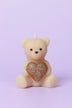 Sweetheart Teddy Bear Soy Wax Treasure Candle With Sparkling Heart Detail — close-up view, G Decor