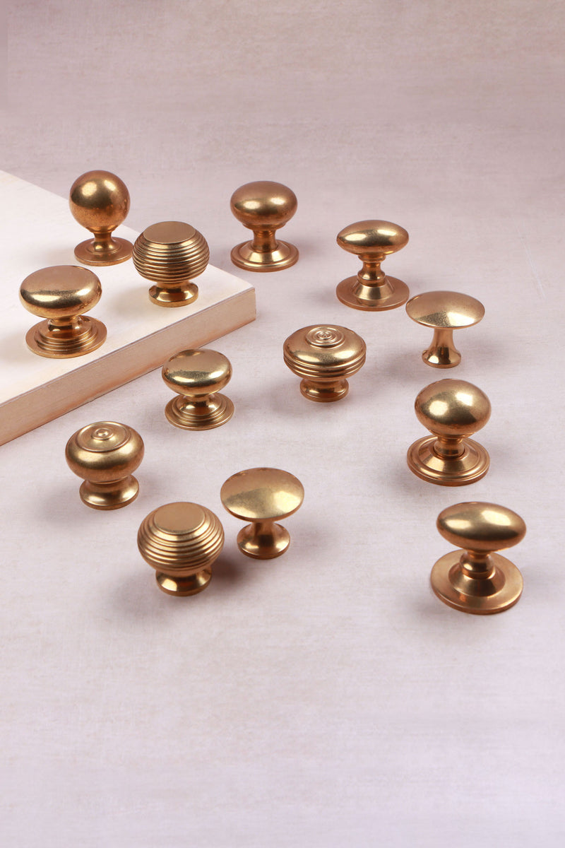 Aged Brass Cabinet Knobs in 13 Styles — Solid Brass Cupboard & Drawer Knobs