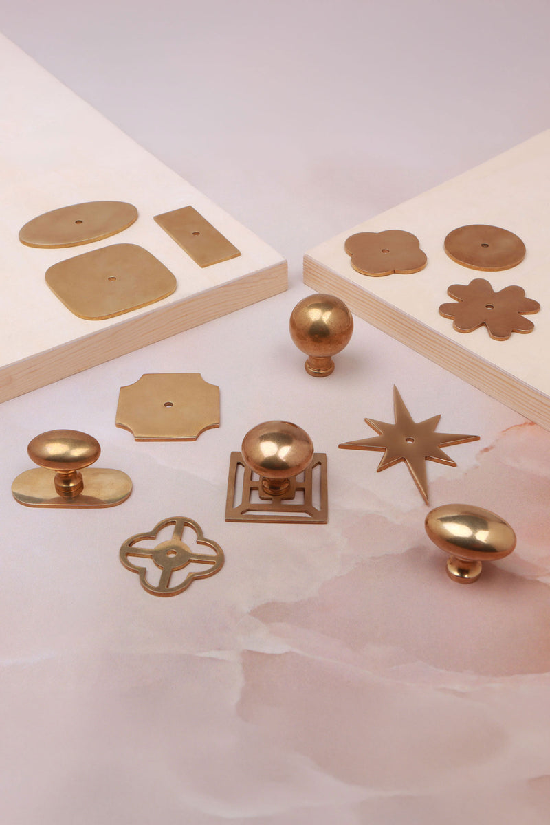 Aged Brass Cabinet Knobs and Backplates, Mix and Match Solid Brass Ball, Oval and Mushroom Cupboard Knobs, Antique Style Drawer Knobs