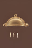 Classic aged brass cup pull with its screws