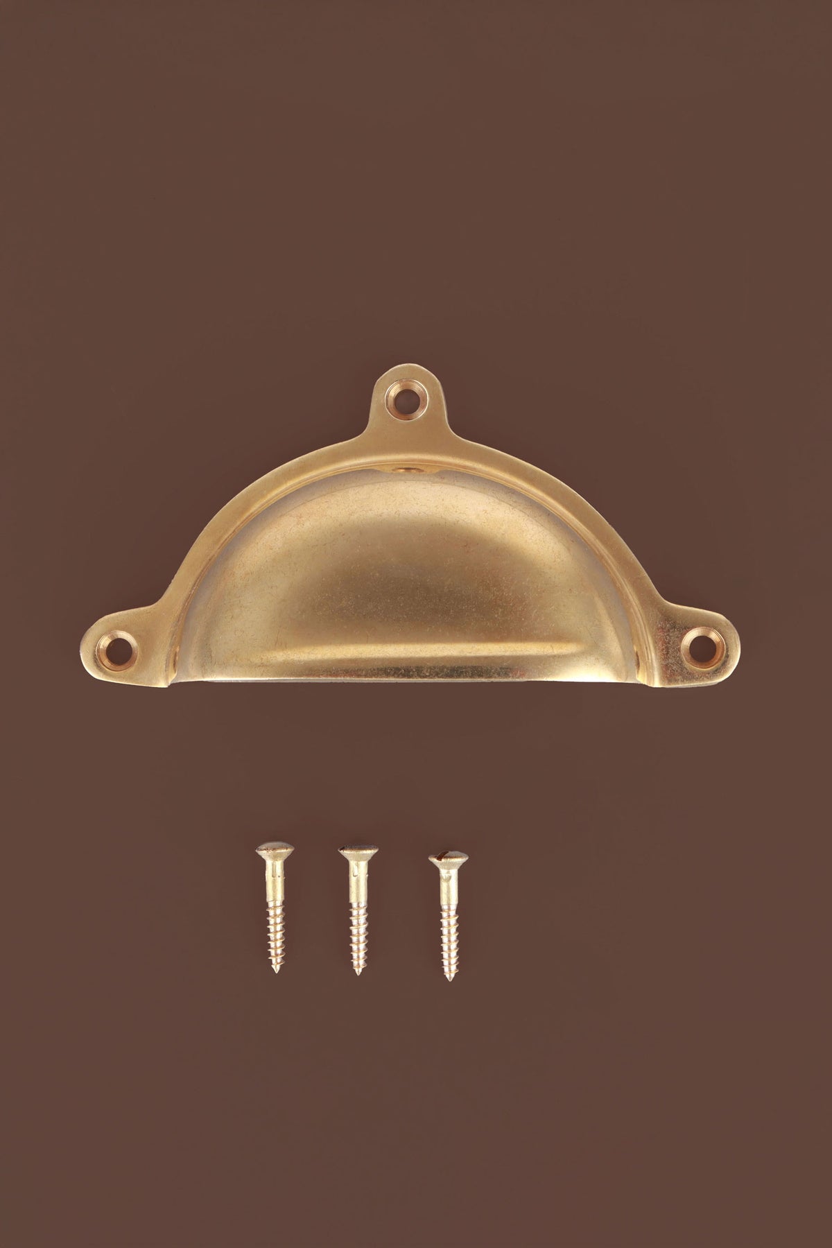 Classic aged brass cup pull with its screws