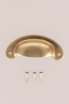 Slim crescent cup pull in aged brass