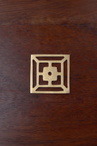 Square fretwork aged brass backplate, 45mm