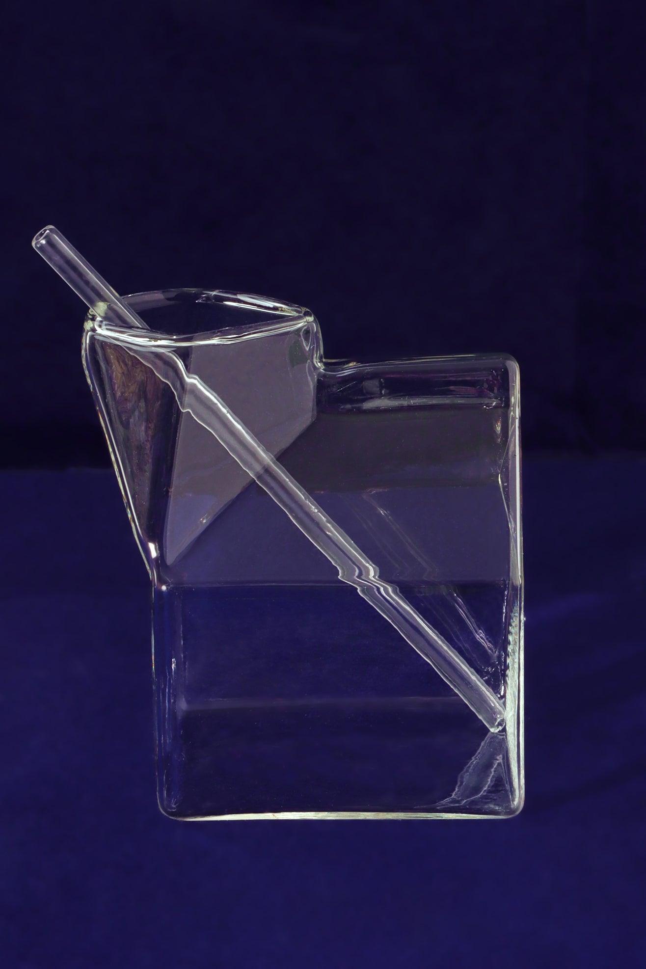 Amusing Milk Carton-Shaped Glass With Straw - G Decor