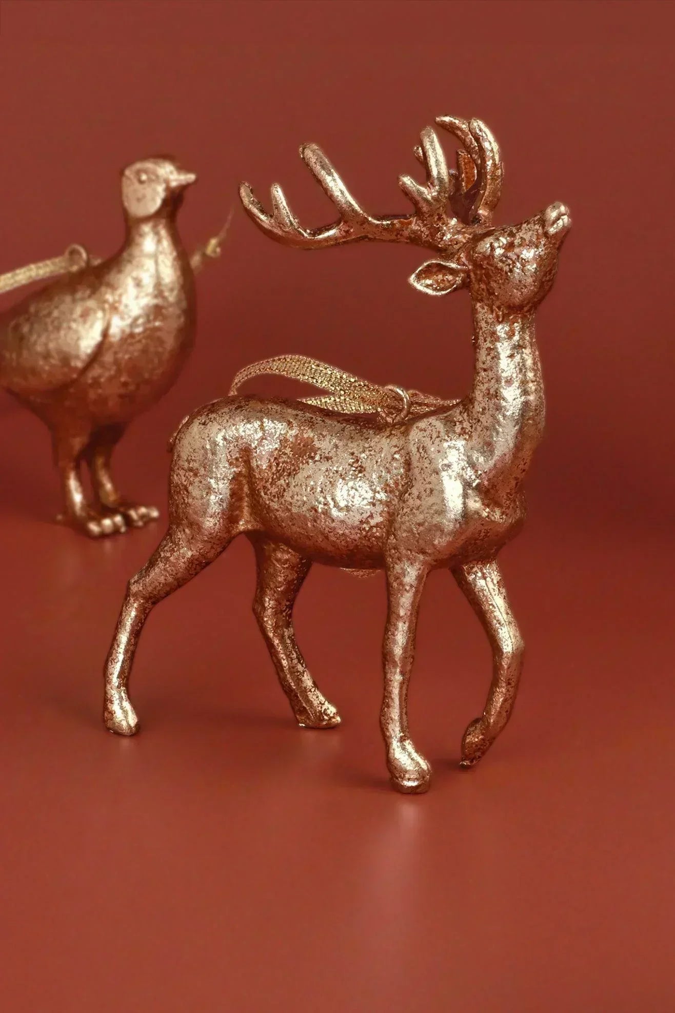 Antique Gold Forest Animal Christmas Tree Hanging Ornaments — view 5, G Decor