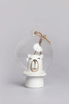 Astronaut Polar Bear Hand-Painted Glass Bubble Christmas Bauble — close-up view, G Decor