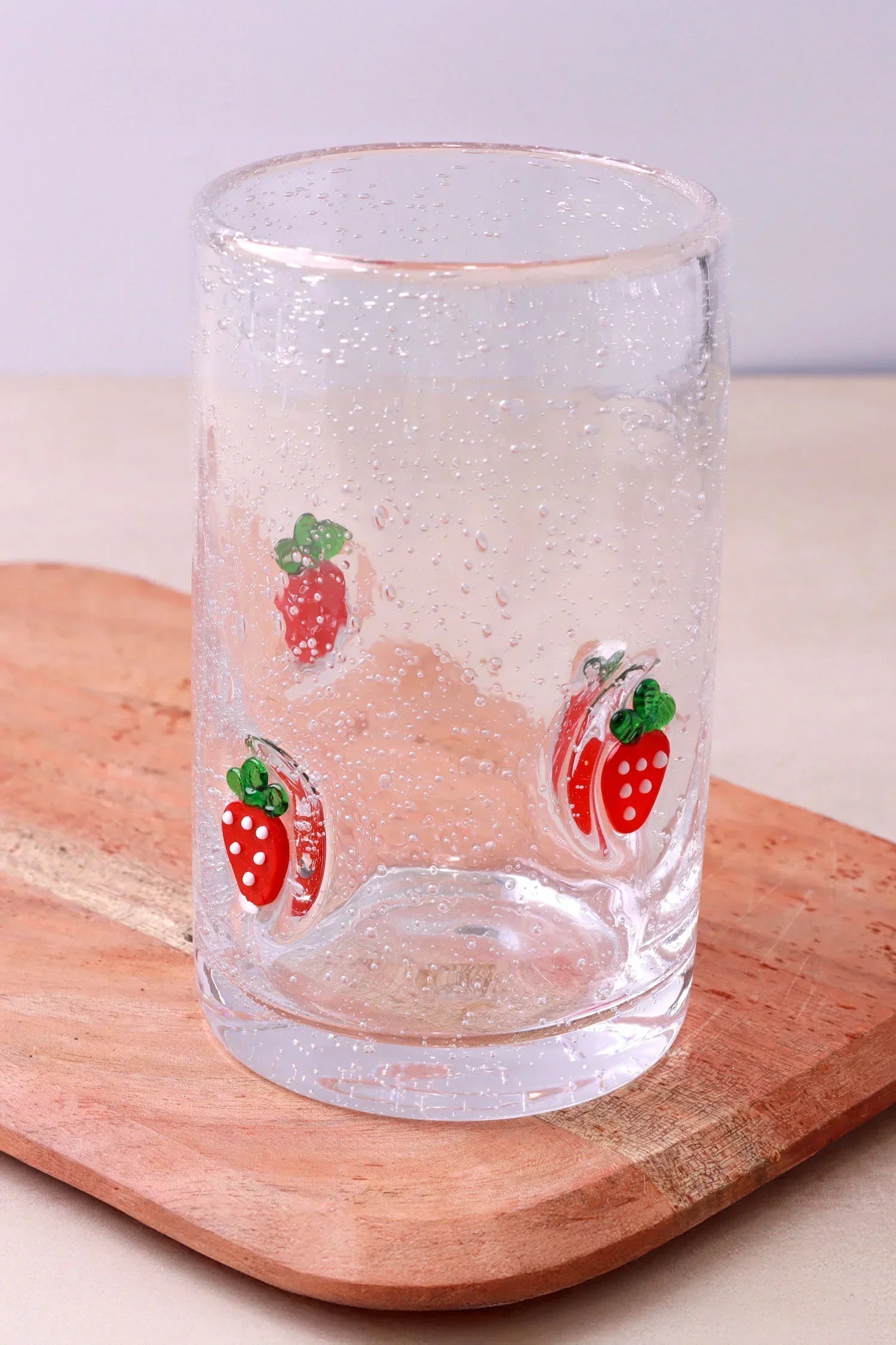 Berry and Bow Bubble Glasses Handmade Drinkware — close-up view, G Decor