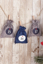 Blue and Grey Cloth Reusable Advent Calendar Bags - G Decor