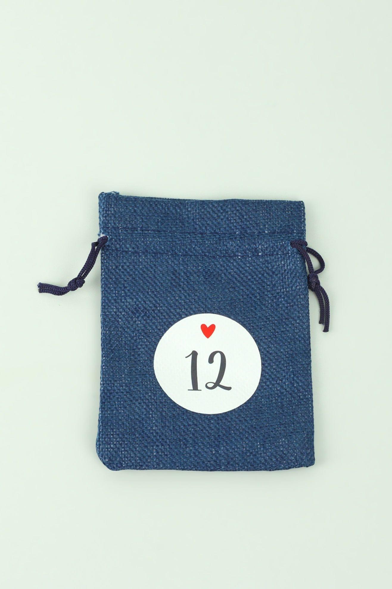 Blue and Grey Cloth Reusable Advent Calendar Bags - G Decor