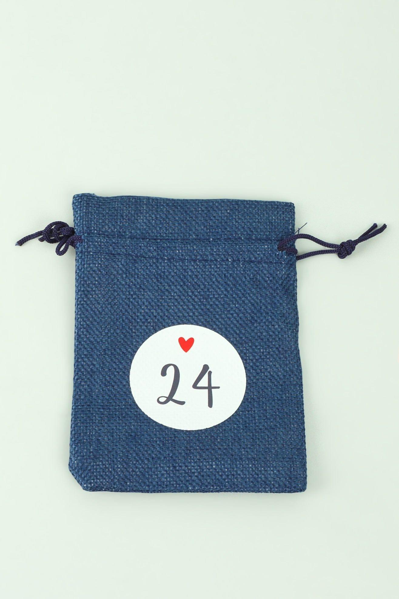 Blue and Grey Cloth Reusable Advent Calendar Bags - G Decor