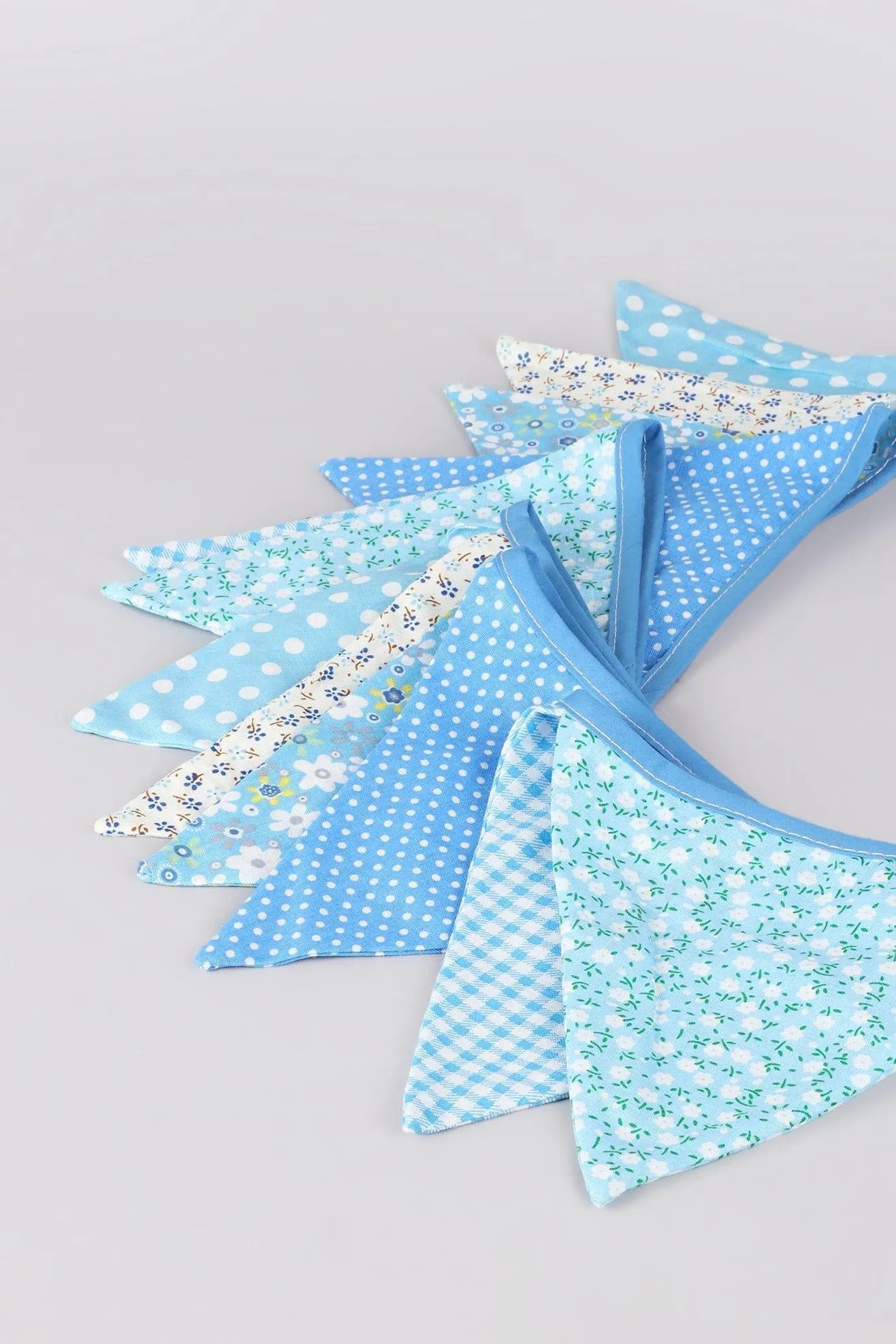 Blue and White Patterned Cloth Bunting — view 8, G Decor