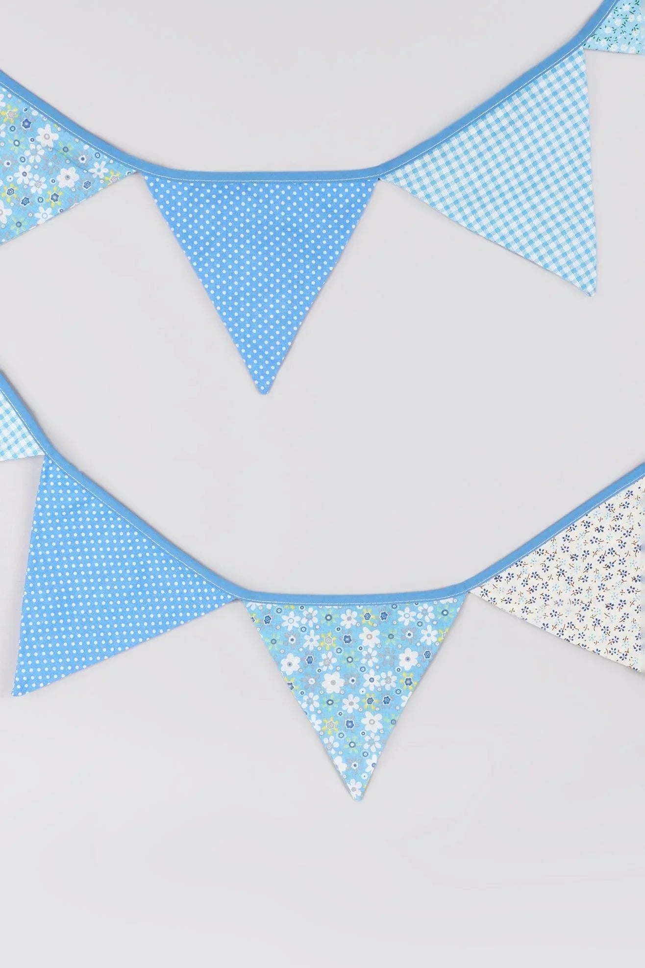 Blue and White Patterned Cloth Bunting — view 5, G Decor