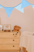 Blue and White Patterned Cloth Bunting — lifestyle view, G Decor
