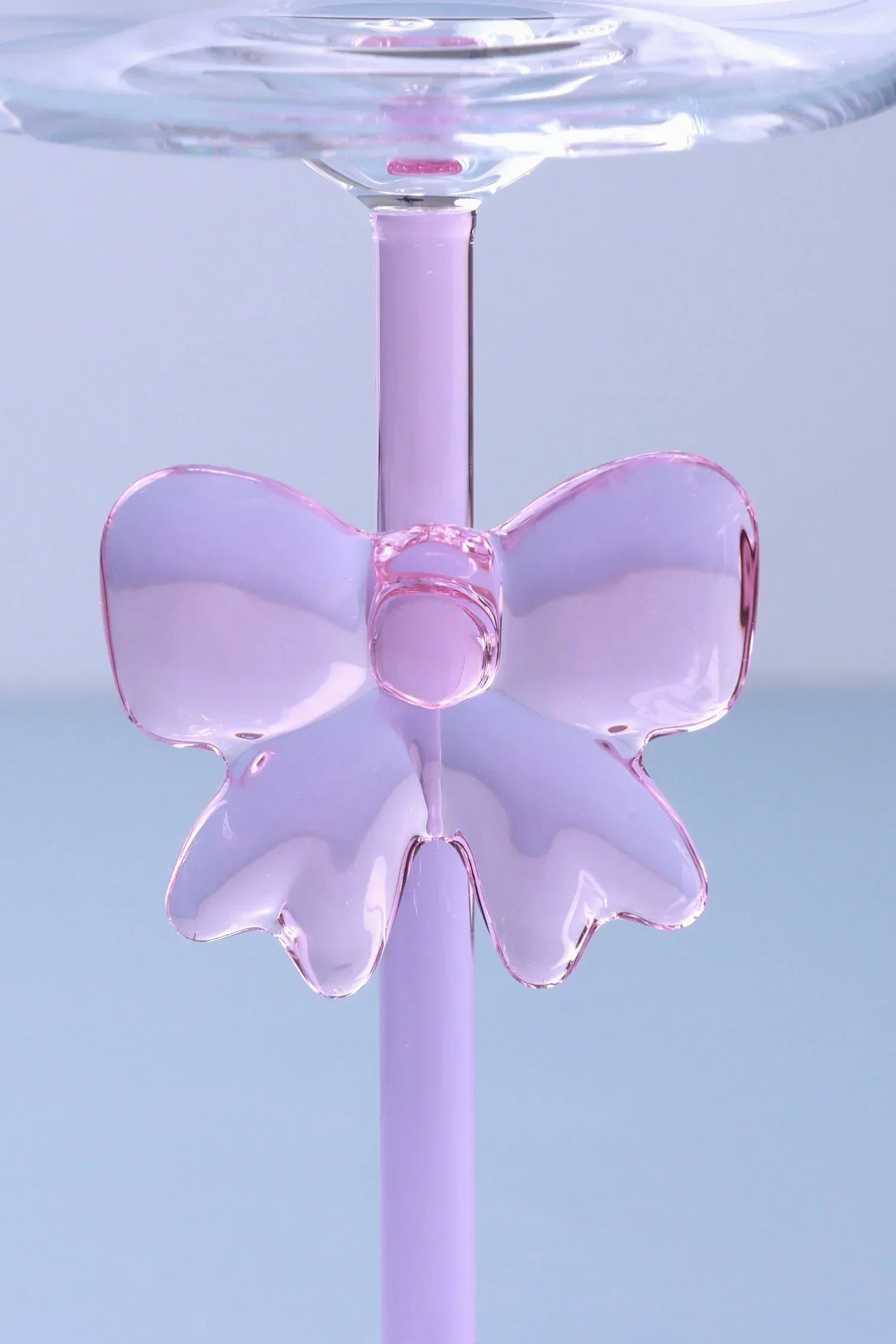 Blush Bow Pink Wine Glasses with Delicate Bow Stem Set of 4 — close-up view, G Decor