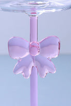 Blush Bow Handmade Set of Four Pink Wine Glasses – Delicate Bow Design Stemware - G Decor