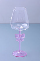 Blush Bow Handmade Set of Four Pink Wine Glasses – Delicate Bow Design Stemware - G Decor