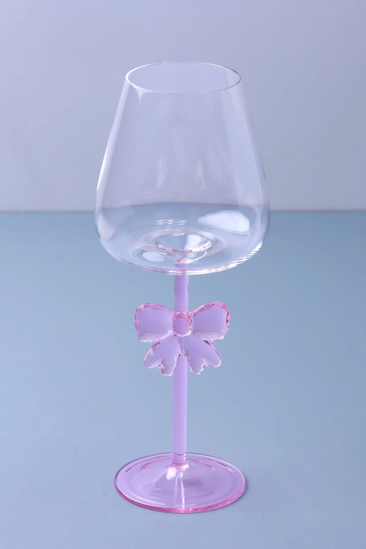 Blush Bow Handmade Set of Four Pink Wine Glasses – Delicate Bow Design Stemware - G Decor