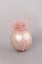 Blush Pink Glass Christmas Tree Bauble with Soft Feather Trim Glamorous Hanging Ornament - G Decor