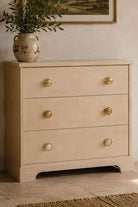 Bloxwich brass cabinet knobs on drawer fronts in a room setting